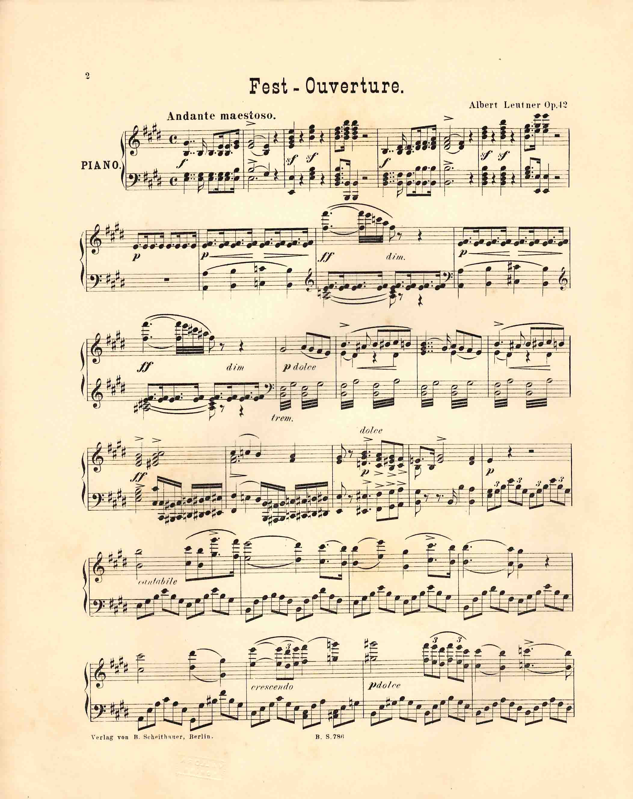 Fest-Ouverture, op. 42. Arrang. Rich. Thiele